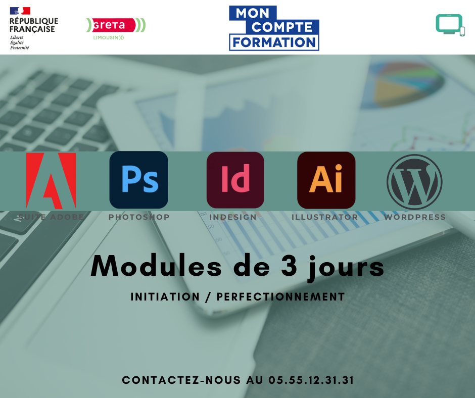 Nouvelles sessions en juin modules courts Adobe et Wordpress 1