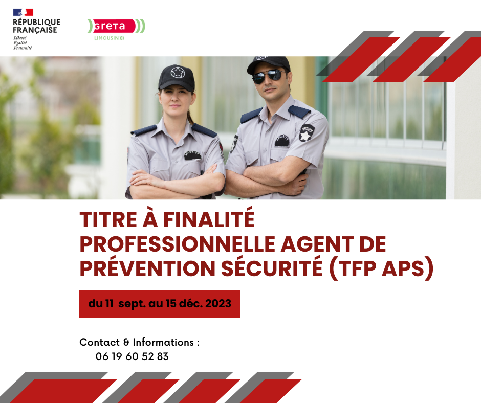 Prochaine session Titre à finalité professionnelle Agent de prévention sécurité (TFP APS