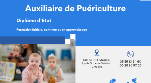 Nouveau ! Un DE Auxiliaire de Puériculture à Limoges