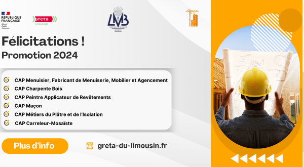 Résultats aux Examens des Formations HSP Bâtiment du LMB Felletin pour 2023-2024 1