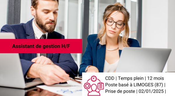 Offre d’emploi : Assistant(e) de Gestion – Limoges (87)