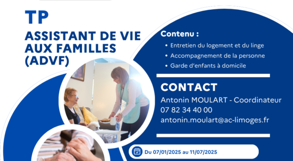 Titre Professionnel d'Assistant de Vie aux Familles (ADVF) à Aubusson