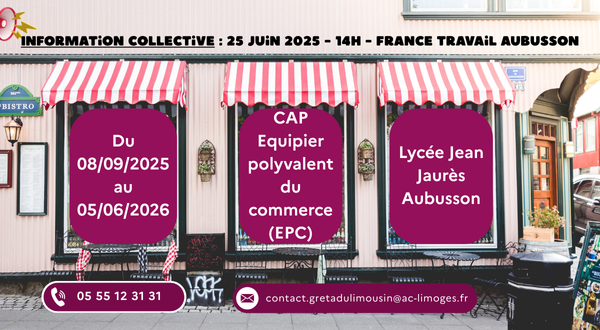 CAP Équipier Polyvalent du Commerce à Aubusson